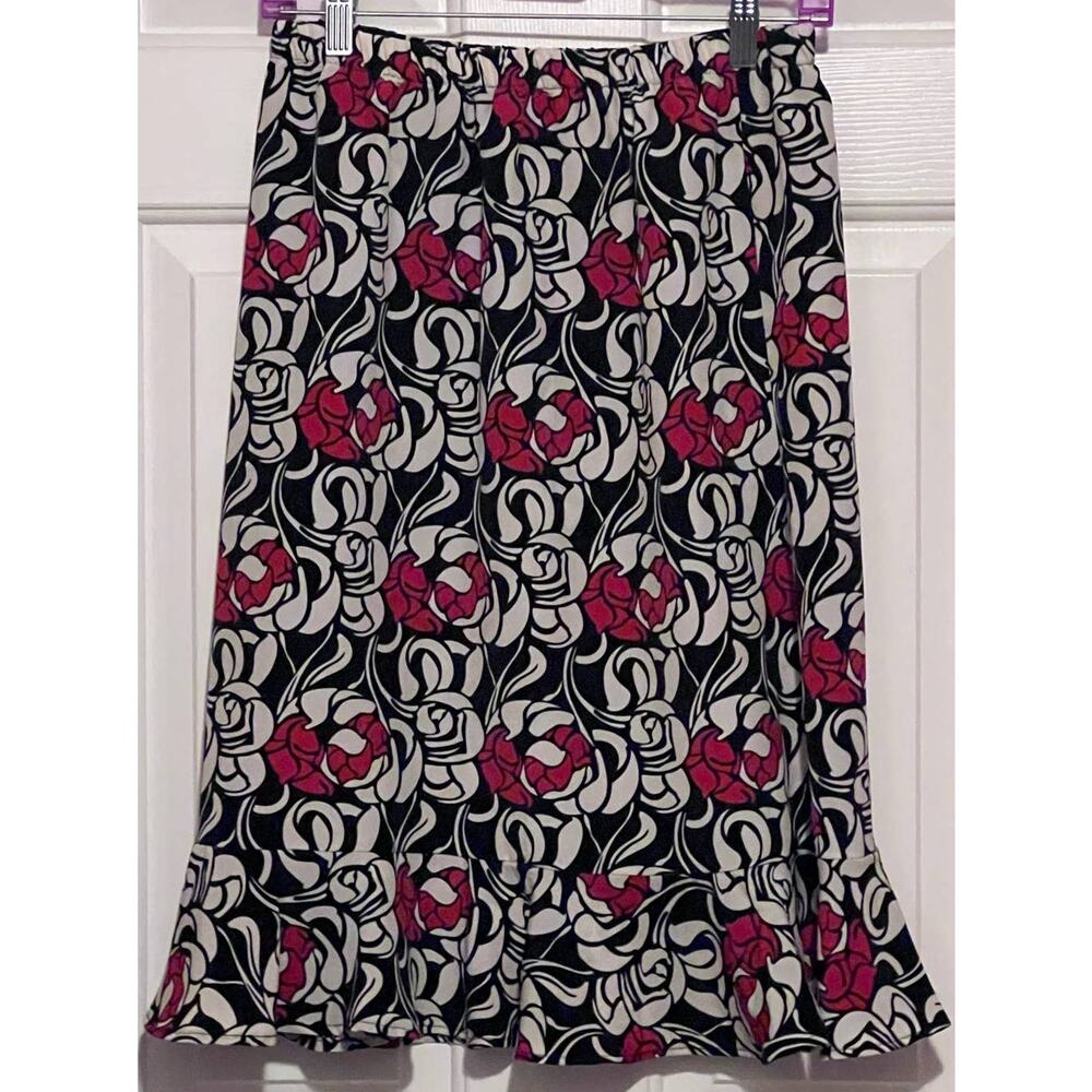 Anthony Richards‎ Women's Black Red White Tulip Skirt Size 12P 25" Long x 13"